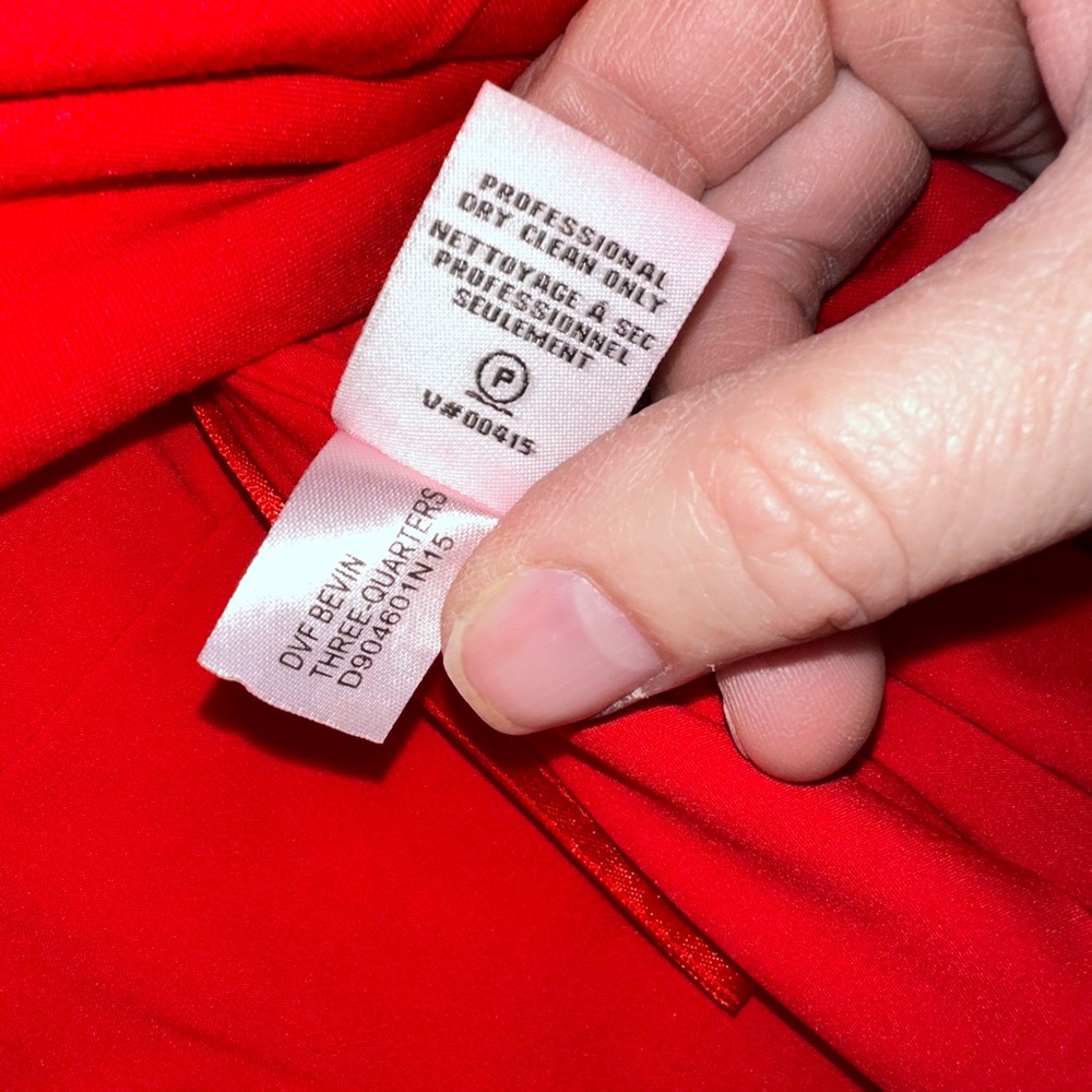 Diane Von Furstenberg π Bevin 3/4 Sleeve Dress, Red, Size 0. Never Worn. - Picture 7 of 9